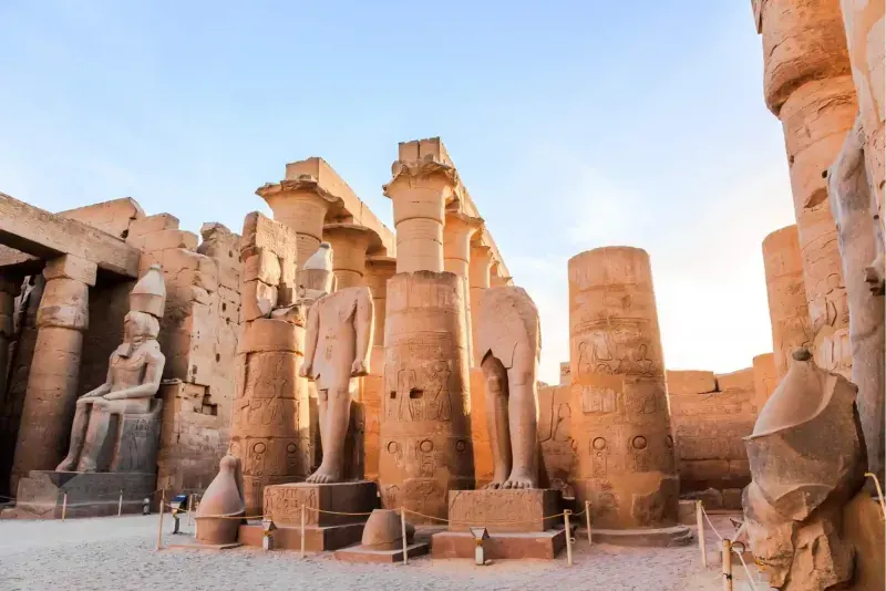 Luxor Temple at golden hour — final stop on the Luxor day tour from Aswan